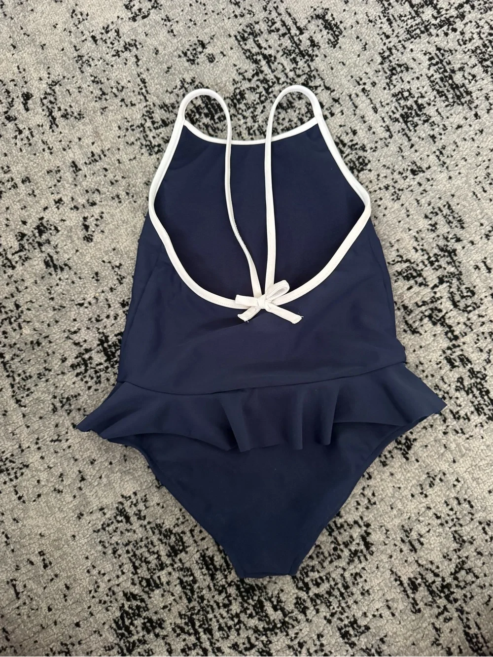 Ralph Lauren Navy & White Ruffle One-Piece Swim